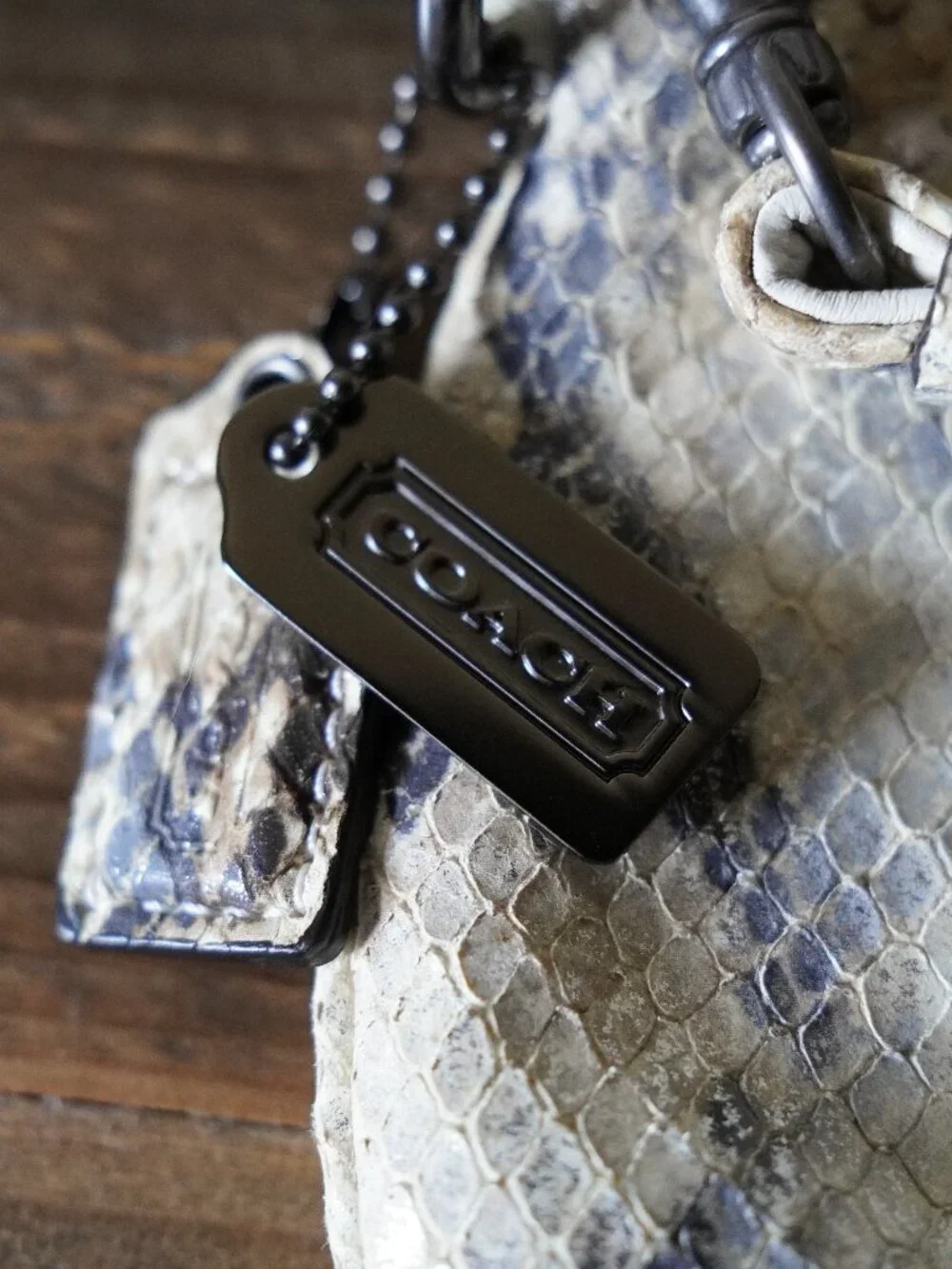 Coach Python Print Leather Wristlet Pouch
